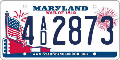 MD license plate 4AD2873