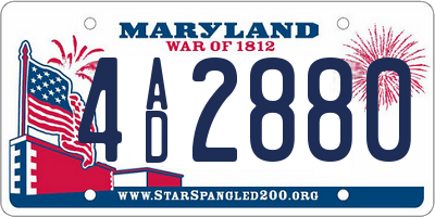 MD license plate 4AD2880