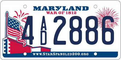 MD license plate 4AD2886