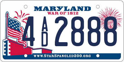 MD license plate 4AD2888