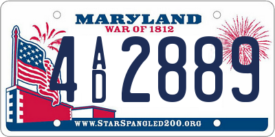 MD license plate 4AD2889