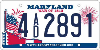 MD license plate 4AD2891