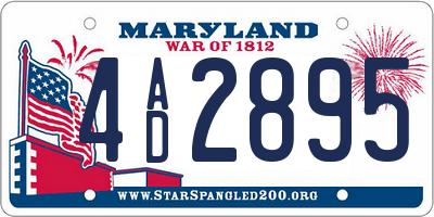MD license plate 4AD2895