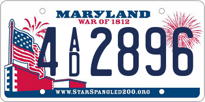 MD license plate 4AD2896