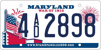 MD license plate 4AD2898