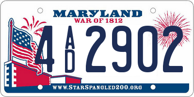 MD license plate 4AD2902