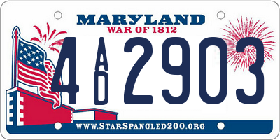 MD license plate 4AD2903