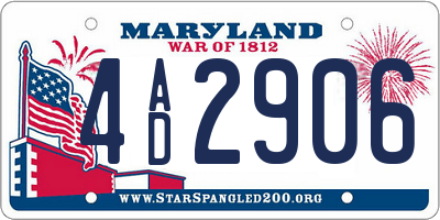 MD license plate 4AD2906
