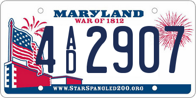 MD license plate 4AD2907
