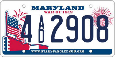 MD license plate 4AD2908