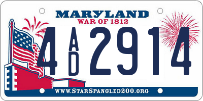 MD license plate 4AD2914