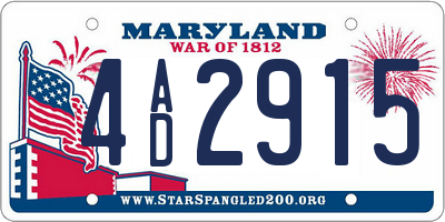 MD license plate 4AD2915