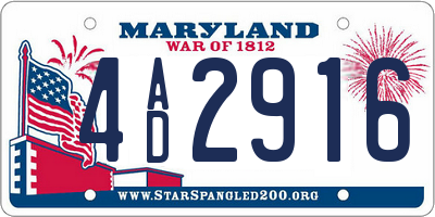 MD license plate 4AD2916