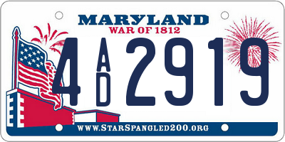 MD license plate 4AD2919