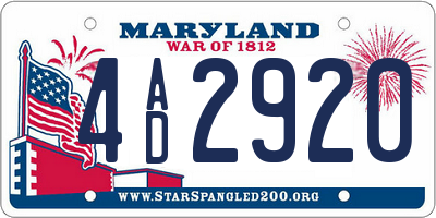 MD license plate 4AD2920