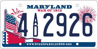 MD license plate 4AD2926