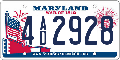 MD license plate 4AD2928