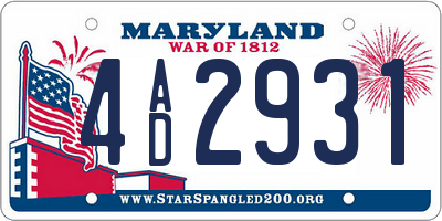 MD license plate 4AD2931