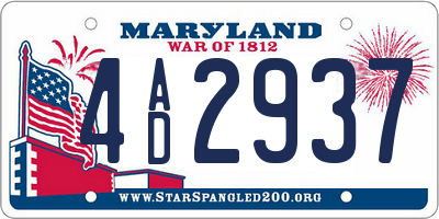 MD license plate 4AD2937