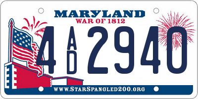 MD license plate 4AD2940