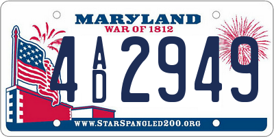 MD license plate 4AD2949