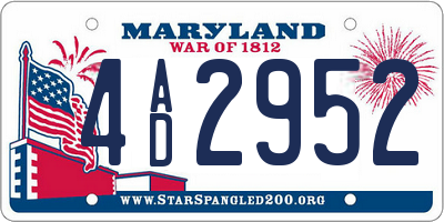MD license plate 4AD2952