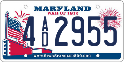 MD license plate 4AD2955