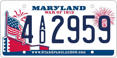 MD license plate 4AD2959
