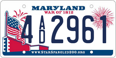 MD license plate 4AD2961