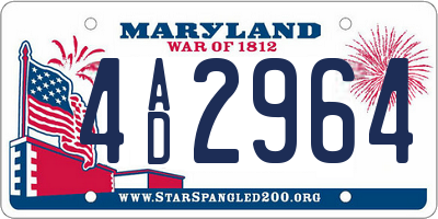 MD license plate 4AD2964