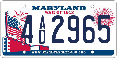 MD license plate 4AD2965