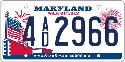 MD license plate 4AD2966