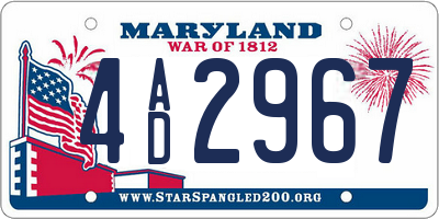 MD license plate 4AD2967