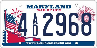 MD license plate 4AD2968