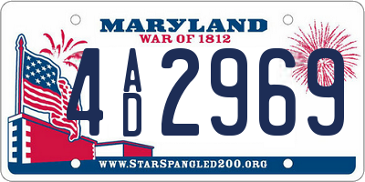 MD license plate 4AD2969