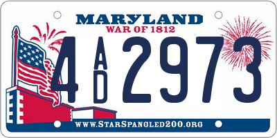 MD license plate 4AD2973