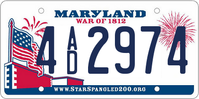 MD license plate 4AD2974