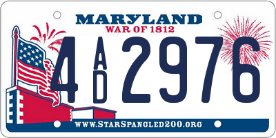 MD license plate 4AD2976