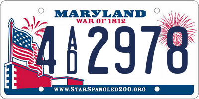 MD license plate 4AD2978
