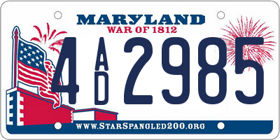 MD license plate 4AD2985