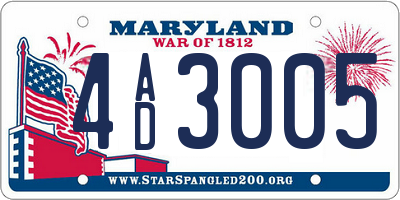 MD license plate 4AD3005