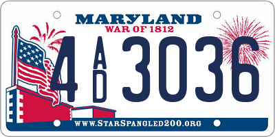 MD license plate 4AD3036