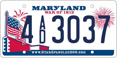 MD license plate 4AD3037