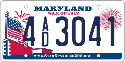 MD license plate 4AD3041