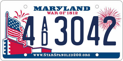 MD license plate 4AD3042