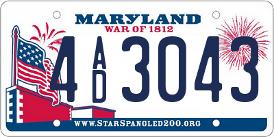 MD license plate 4AD3043