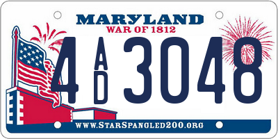 MD license plate 4AD3048