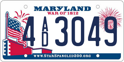 MD license plate 4AD3049