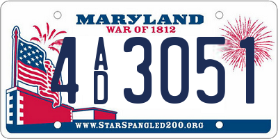 MD license plate 4AD3051