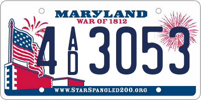 MD license plate 4AD3053